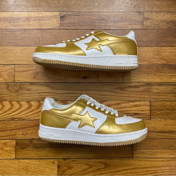 2003 A Bathing Ape Bapesta ‘White/Gold’ Size 11.5M Used W/ Box Vintage Rare - Picture 2 of 9